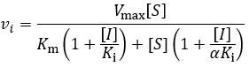 Mixed inhibition initial velocity equation