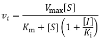Uncompetitive inhibition initial velocity equation