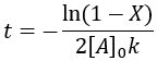Completion time equation for second order reversible reaction