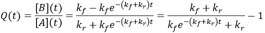 Reaction quotient equation for first order reversible reaction